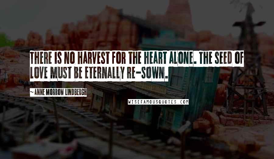 Anne Morrow Lindbergh Quotes: There is no harvest for the heart alone. The seed of love must be eternally re-sown.