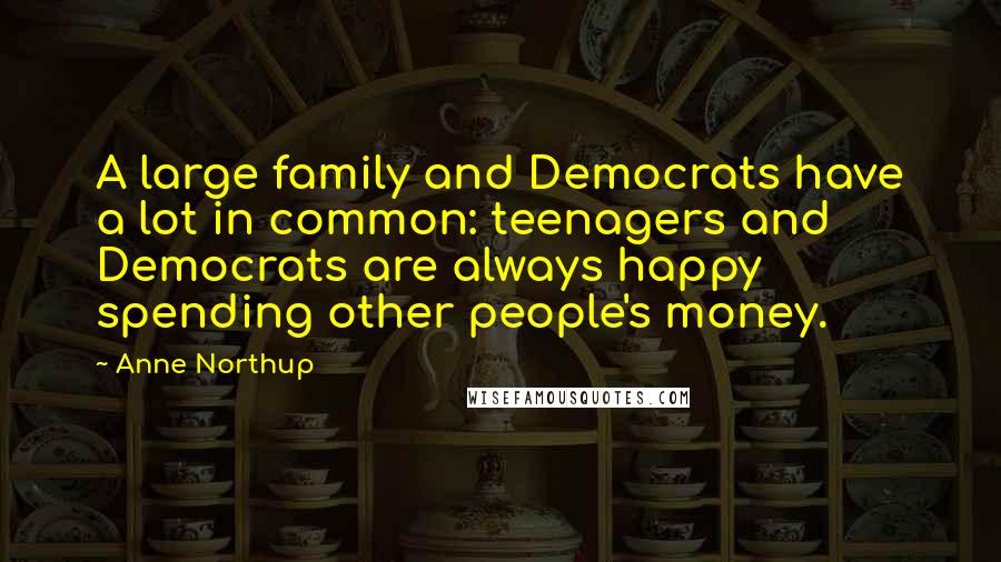 Anne Northup Quotes: A large family and Democrats have a lot in common: teenagers and Democrats are always happy spending other people's money.