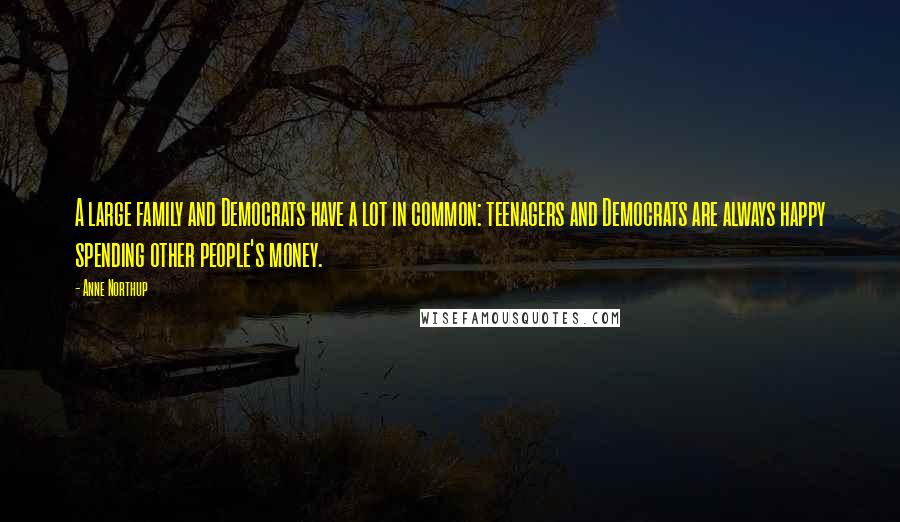 Anne Northup Quotes: A large family and Democrats have a lot in common: teenagers and Democrats are always happy spending other people's money.
