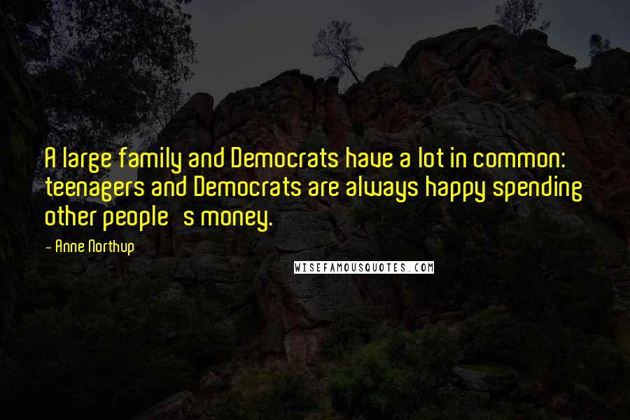 Anne Northup Quotes: A large family and Democrats have a lot in common: teenagers and Democrats are always happy spending other people's money.