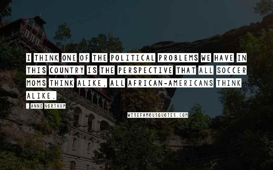 Anne Northup Quotes: I think one of the political problems we have in this country is the perspective that all soccer moms think alike, all African-Americans think alike.