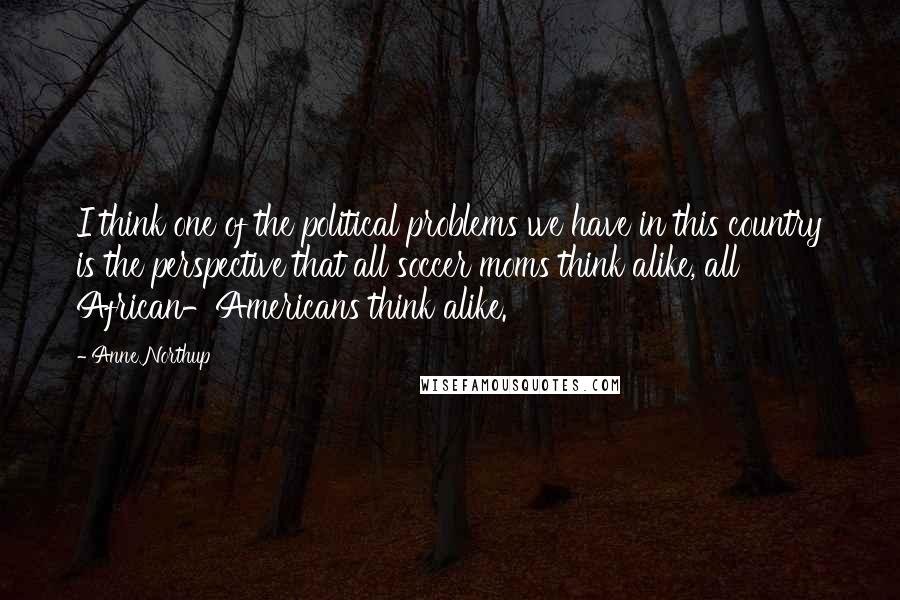 Anne Northup Quotes: I think one of the political problems we have in this country is the perspective that all soccer moms think alike, all African-Americans think alike.