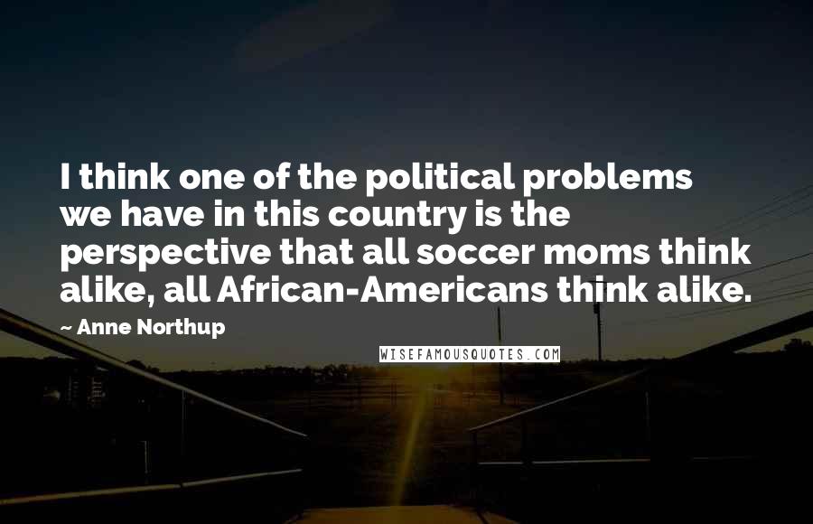 Anne Northup Quotes: I think one of the political problems we have in this country is the perspective that all soccer moms think alike, all African-Americans think alike.