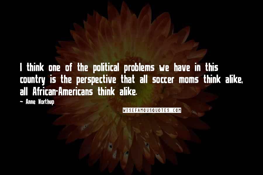 Anne Northup Quotes: I think one of the political problems we have in this country is the perspective that all soccer moms think alike, all African-Americans think alike.