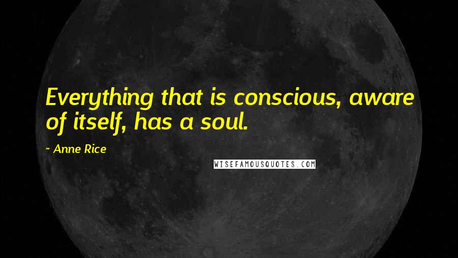 Anne Rice Quotes: Everything that is conscious, aware of itself, has a soul.