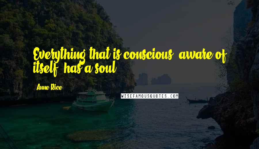 Anne Rice Quotes: Everything that is conscious, aware of itself, has a soul.