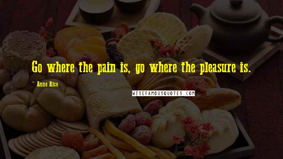 Anne Rice Quotes: Go where the pain is, go where the pleasure is.