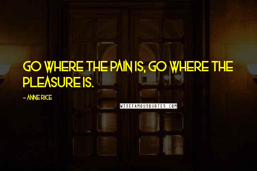 Anne Rice Quotes: Go where the pain is, go where the pleasure is.