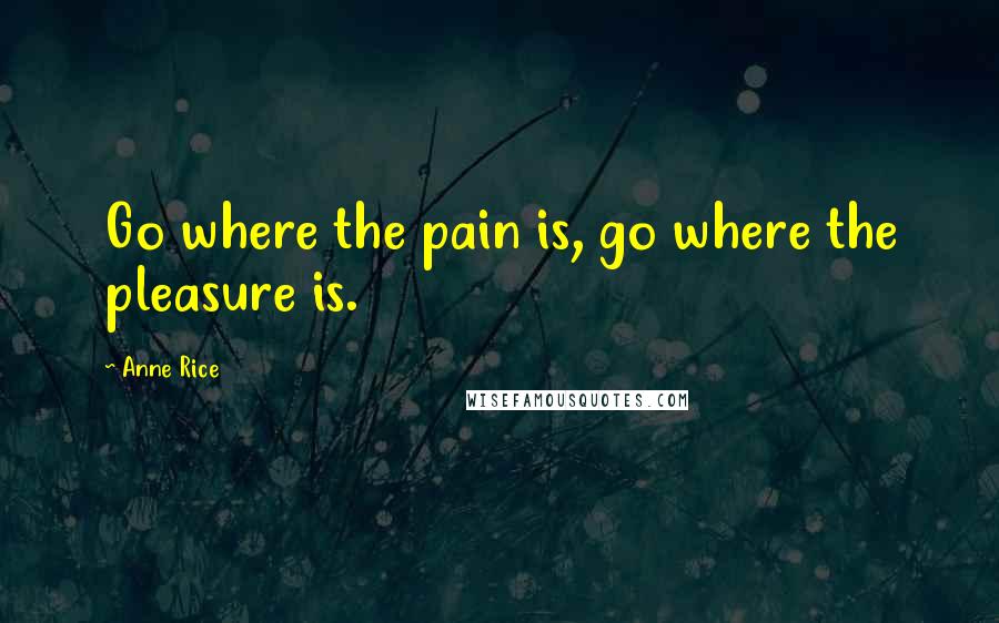 Anne Rice Quotes: Go where the pain is, go where the pleasure is.