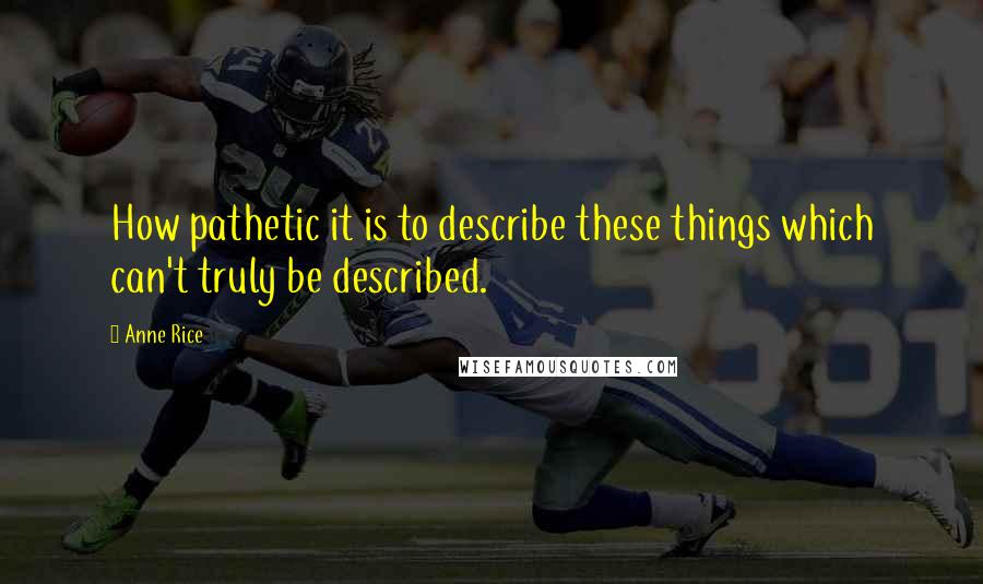 Anne Rice Quotes: How pathetic it is to describe these things which can't truly be described.