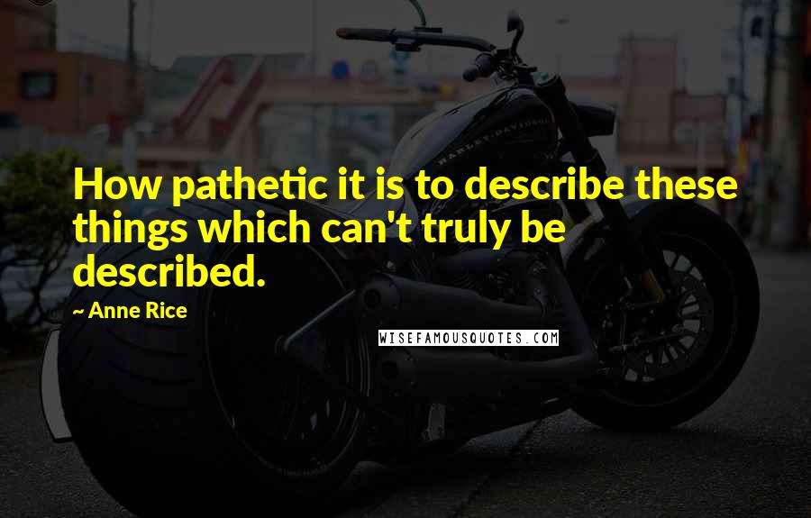 Anne Rice Quotes: How pathetic it is to describe these things which can't truly be described.