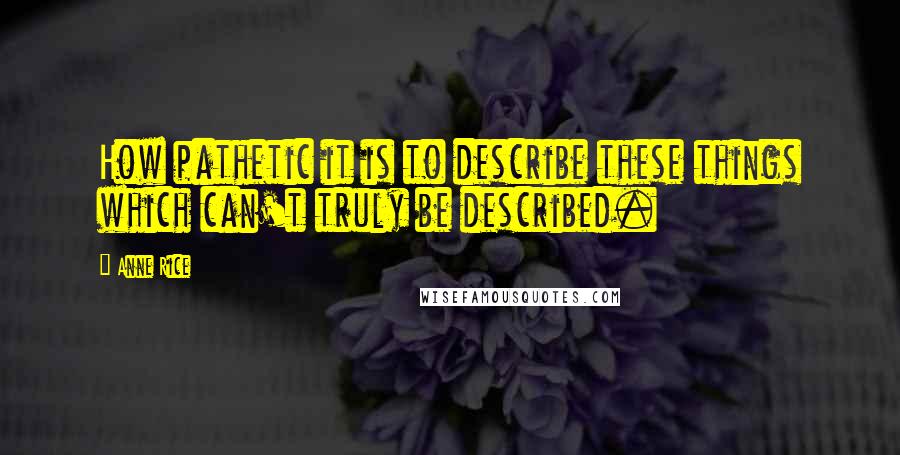 Anne Rice Quotes: How pathetic it is to describe these things which can't truly be described.