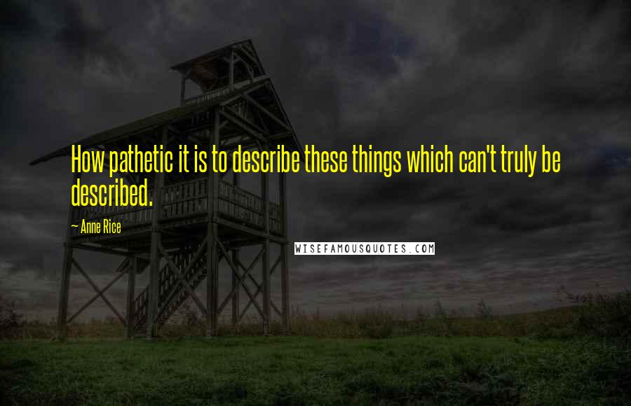 Anne Rice Quotes: How pathetic it is to describe these things which can't truly be described.