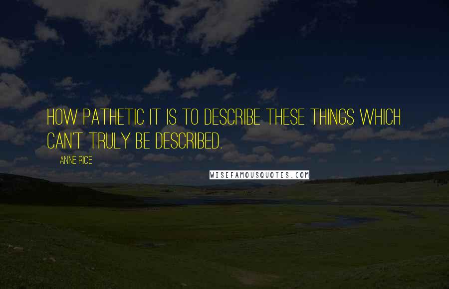Anne Rice Quotes: How pathetic it is to describe these things which can't truly be described.