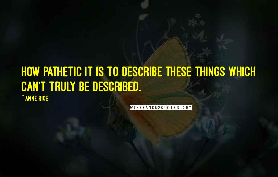 Anne Rice Quotes: How pathetic it is to describe these things which can't truly be described.