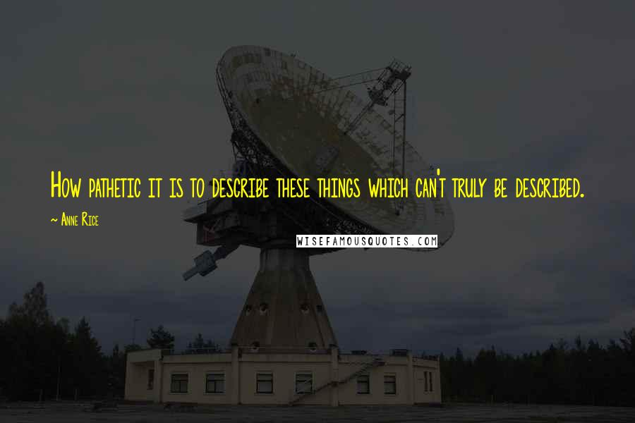 Anne Rice Quotes: How pathetic it is to describe these things which can't truly be described.