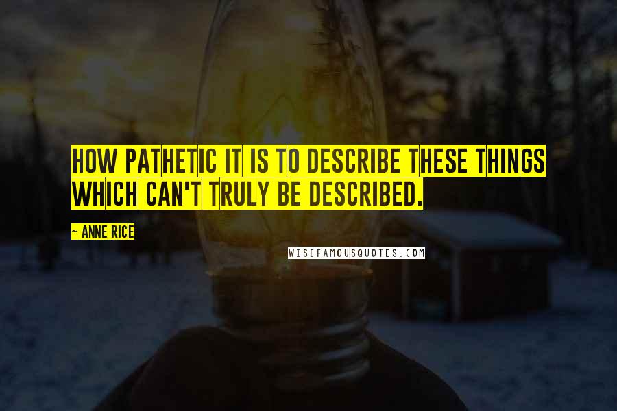 Anne Rice Quotes: How pathetic it is to describe these things which can't truly be described.