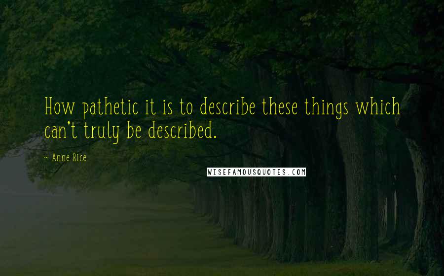 Anne Rice Quotes: How pathetic it is to describe these things which can't truly be described.