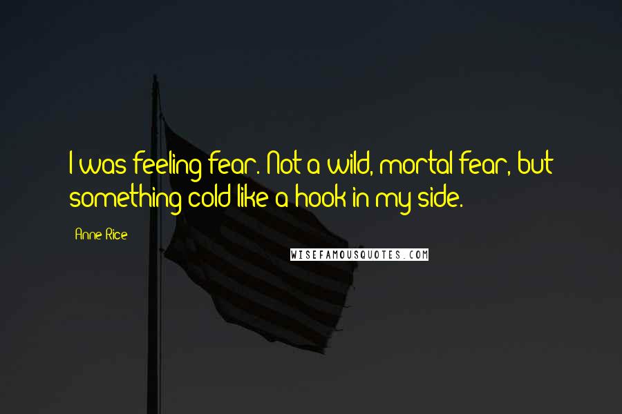 Anne Rice Quotes: I was feeling fear. Not a wild, mortal fear, but something cold like a hook in my side.