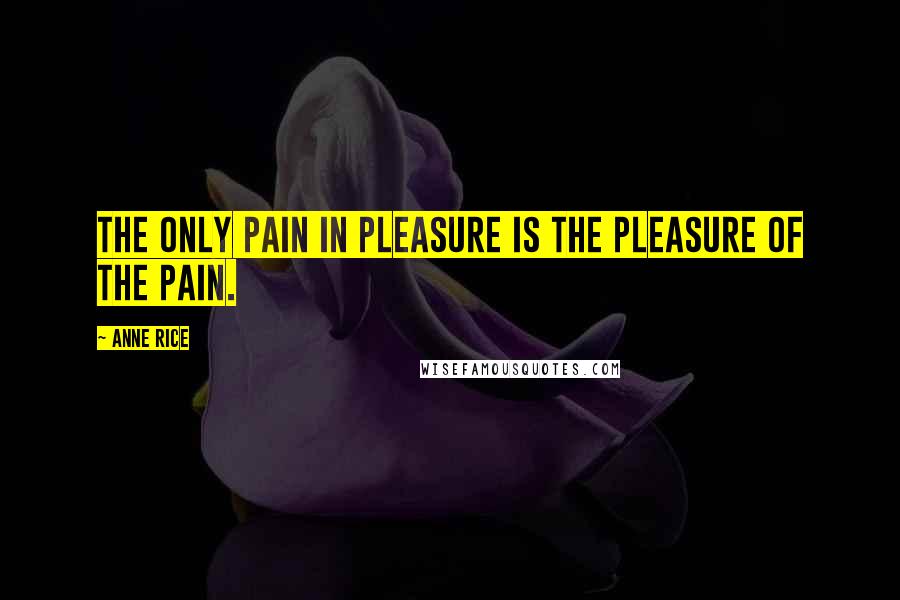 Anne Rice Quotes: The only pain in pleasure is the pleasure of the pain.