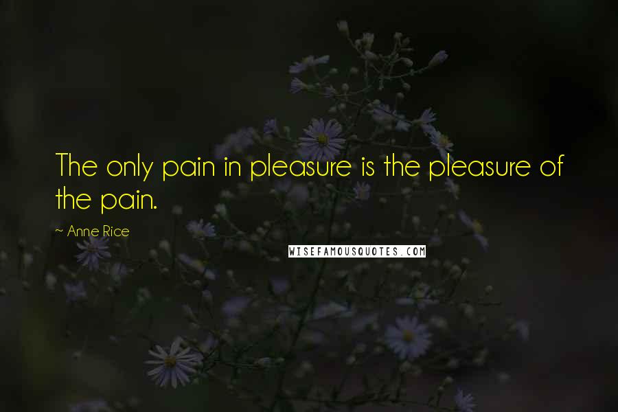 Anne Rice Quotes: The only pain in pleasure is the pleasure of the pain.