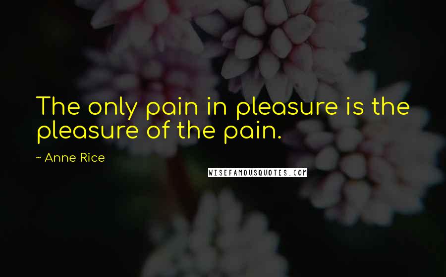 Anne Rice Quotes: The only pain in pleasure is the pleasure of the pain.