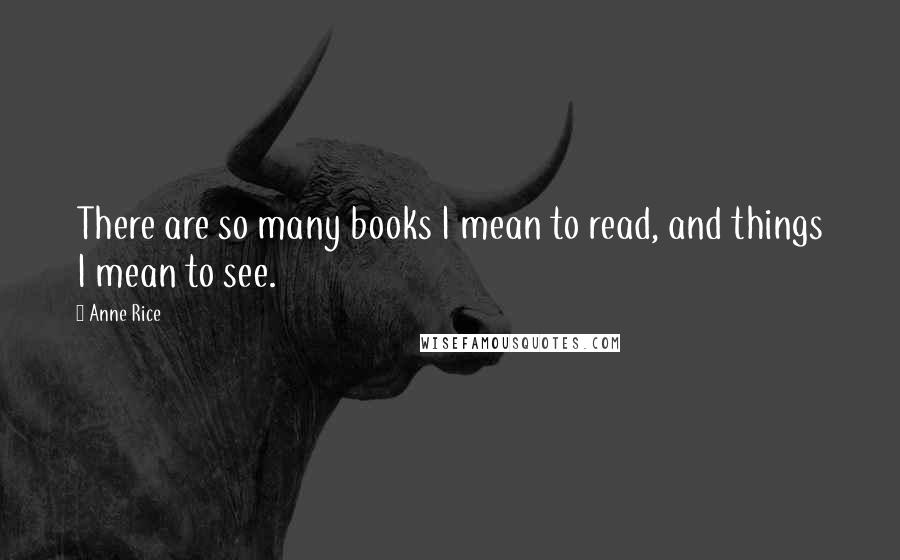 Anne Rice Quotes: There are so many books I mean to read, and things I mean to see.