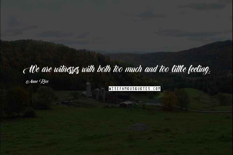 Anne Rice Quotes: We are witnesses with both too much and too little feeling.