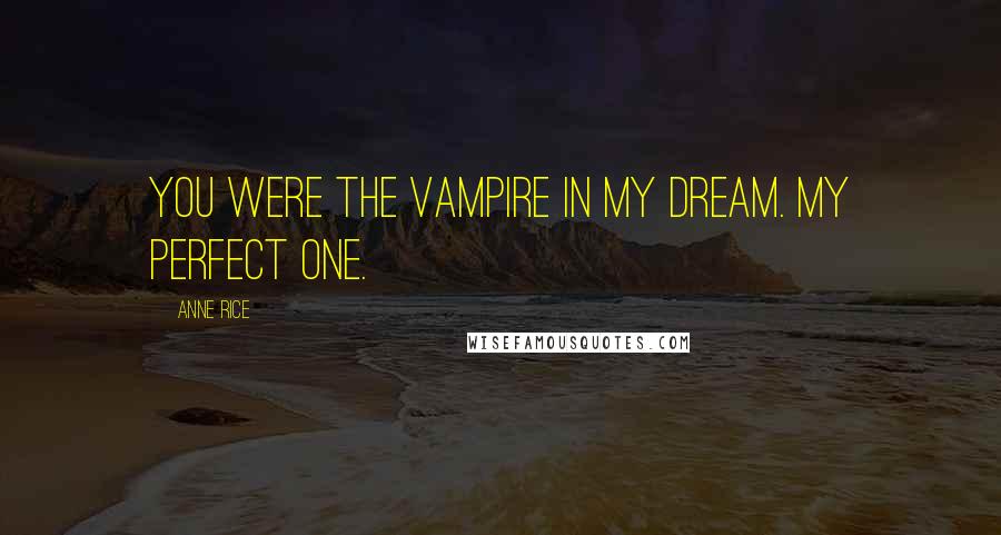 Anne Rice Quotes: You were the vampire in my dream. My perfect one.