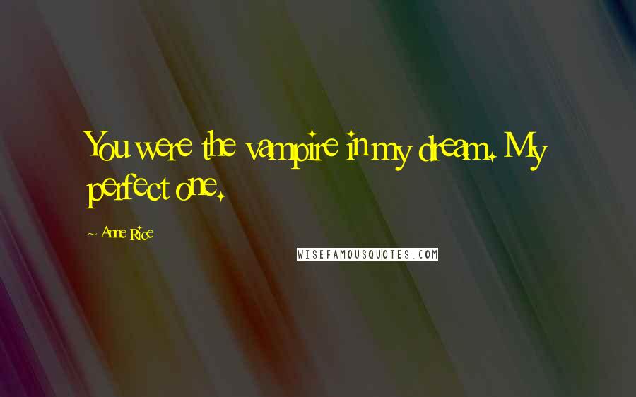 Anne Rice Quotes: You were the vampire in my dream. My perfect one.