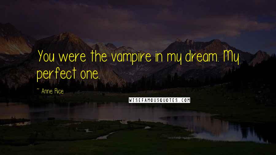 Anne Rice Quotes: You were the vampire in my dream. My perfect one.