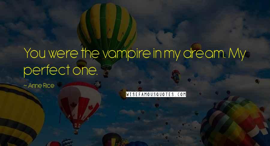 Anne Rice Quotes: You were the vampire in my dream. My perfect one.