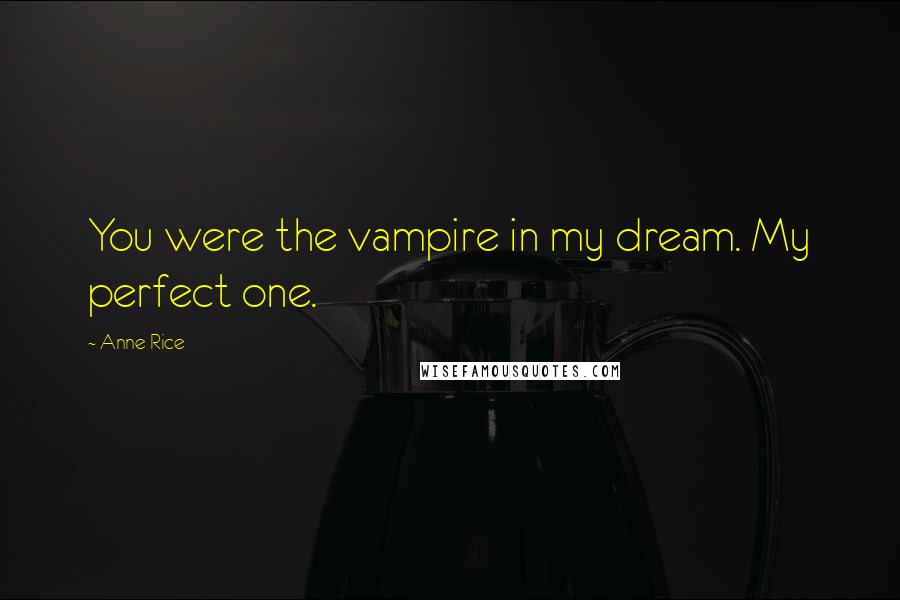 Anne Rice Quotes: You were the vampire in my dream. My perfect one.