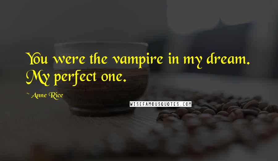 Anne Rice Quotes: You were the vampire in my dream. My perfect one.