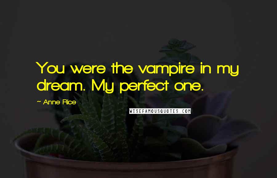 Anne Rice Quotes: You were the vampire in my dream. My perfect one.