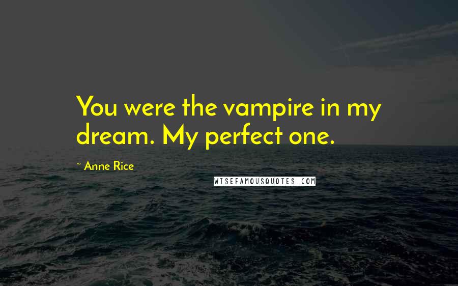 Anne Rice Quotes: You were the vampire in my dream. My perfect one.