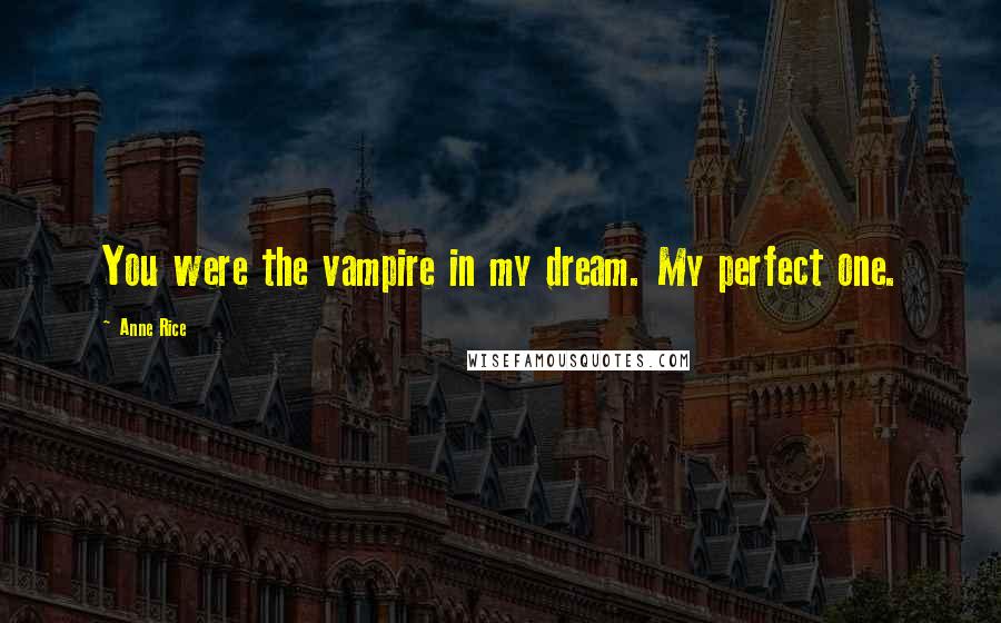 Anne Rice Quotes: You were the vampire in my dream. My perfect one.