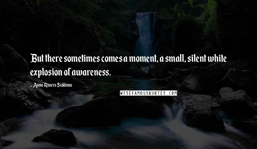 Anne Rivers Siddons Quotes: But there sometimes comes a moment, a small, silent white explosion of awareness.