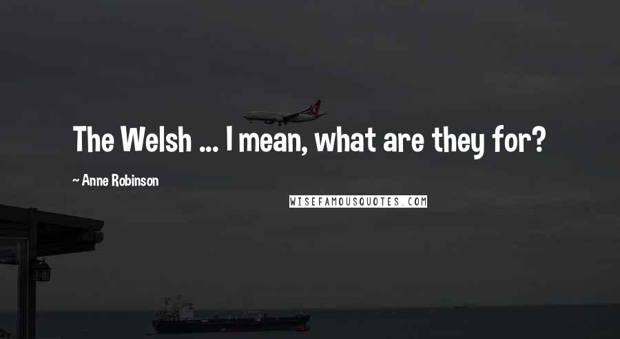 Anne Robinson Quotes: The Welsh ... I mean, what are they for?