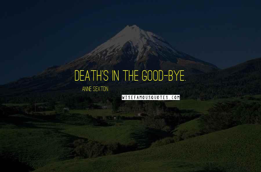 Anne Sexton Quotes: Death's in the good-bye.