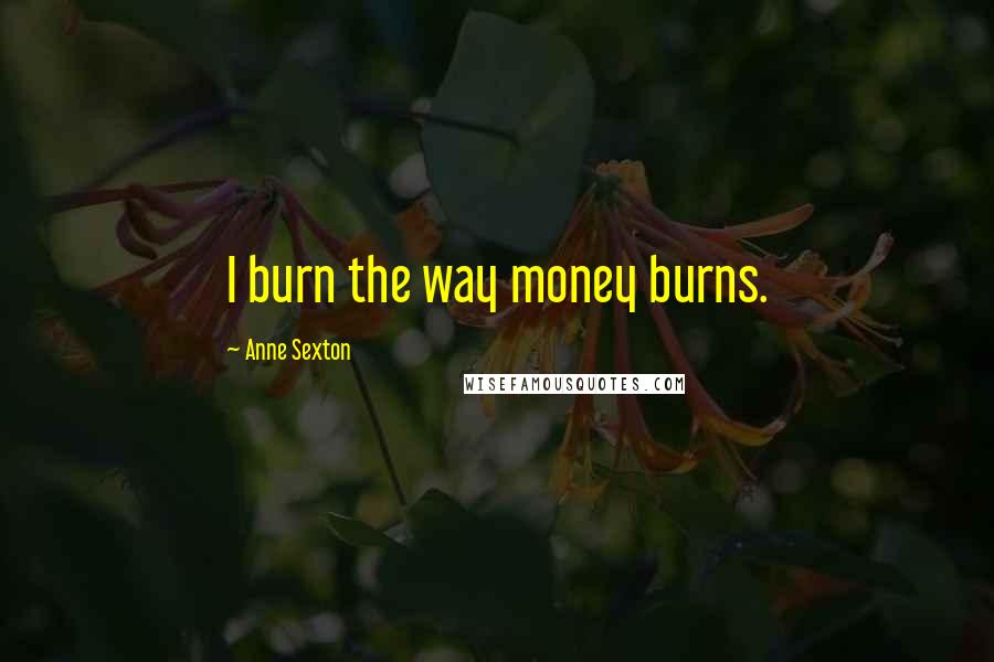 Anne Sexton Quotes: I burn the way money burns.