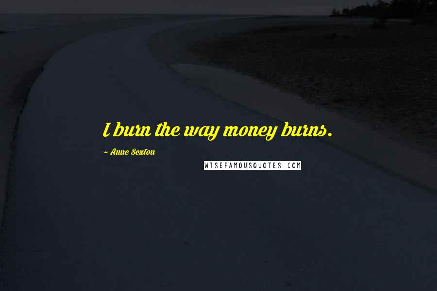 Anne Sexton Quotes: I burn the way money burns.