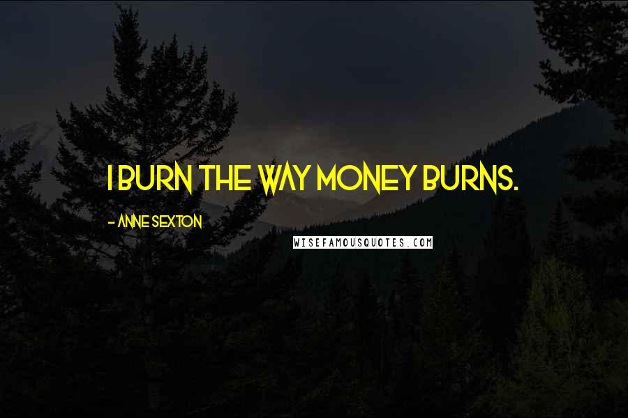 Anne Sexton Quotes: I burn the way money burns.