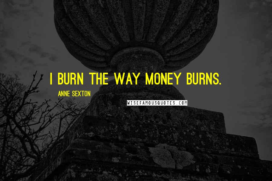 Anne Sexton Quotes: I burn the way money burns.