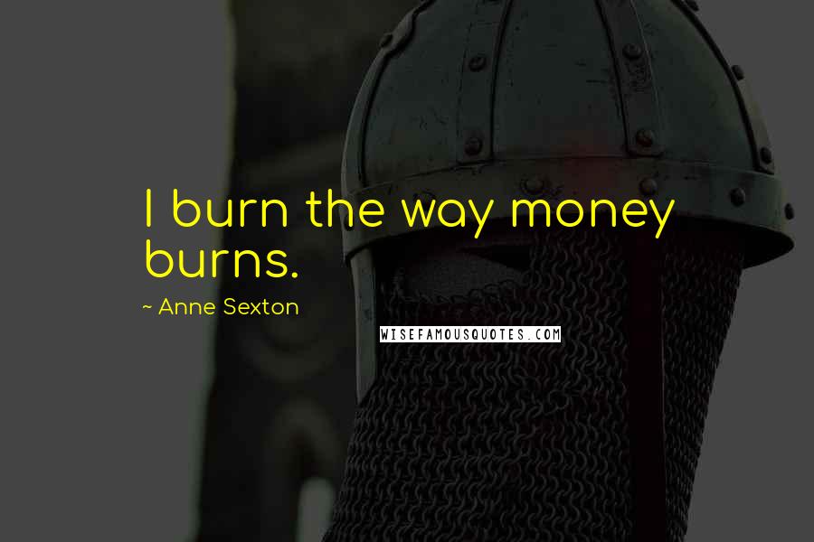 Anne Sexton Quotes: I burn the way money burns.