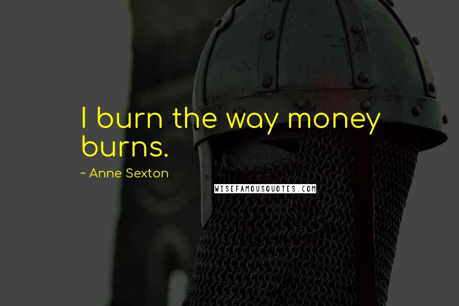Anne Sexton Quotes: I burn the way money burns.