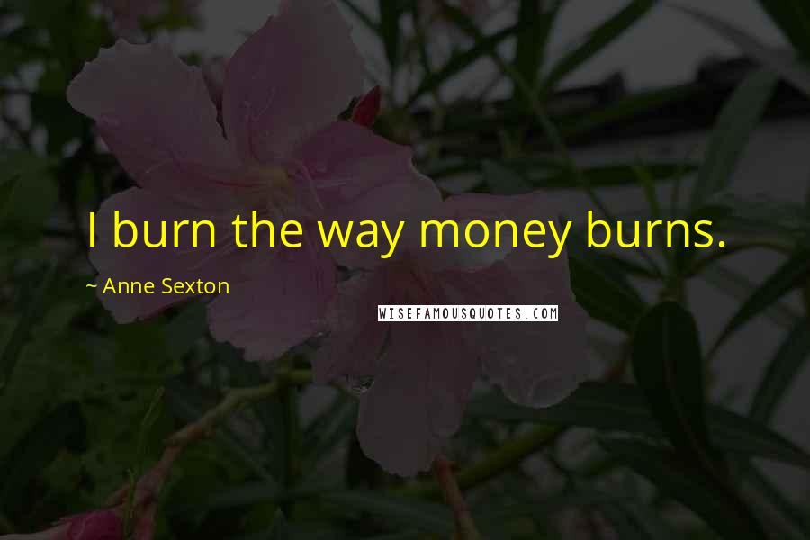 Anne Sexton Quotes: I burn the way money burns.