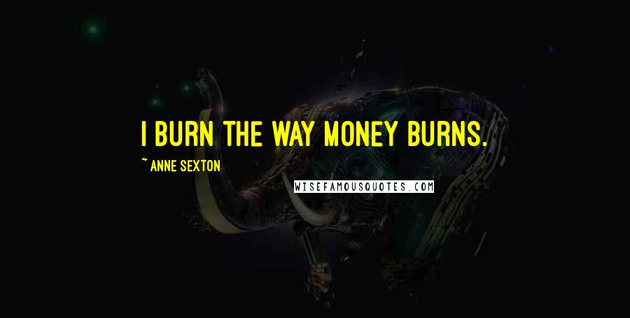 Anne Sexton Quotes: I burn the way money burns.