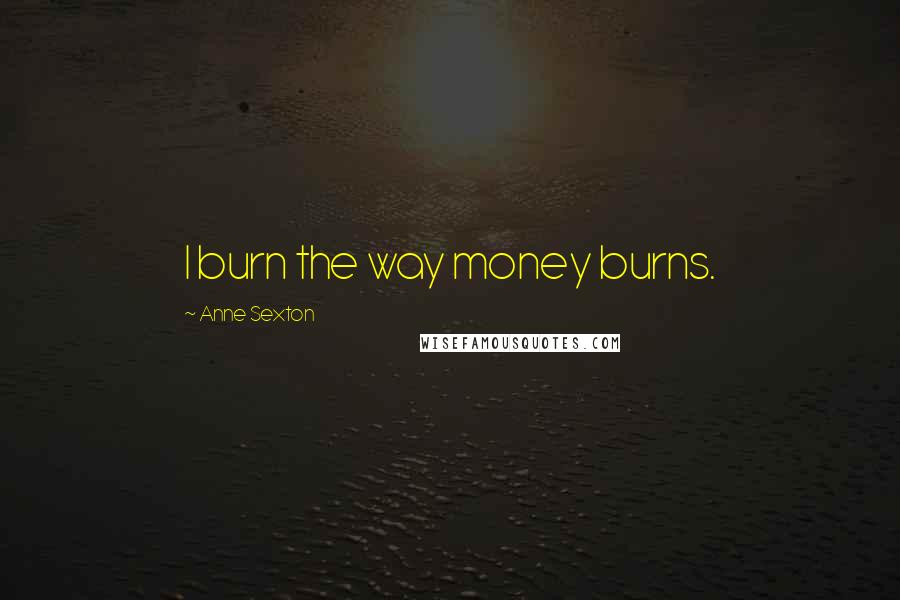 Anne Sexton Quotes: I burn the way money burns.