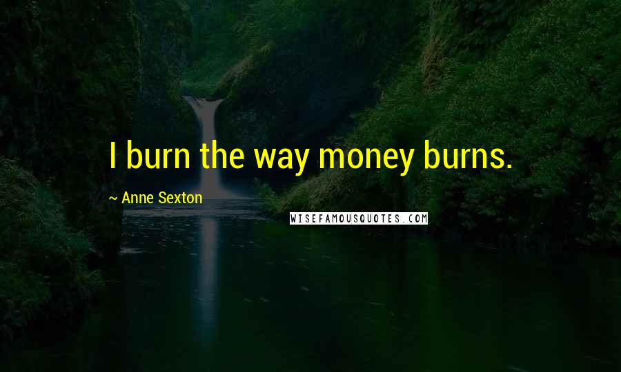 Anne Sexton Quotes: I burn the way money burns.